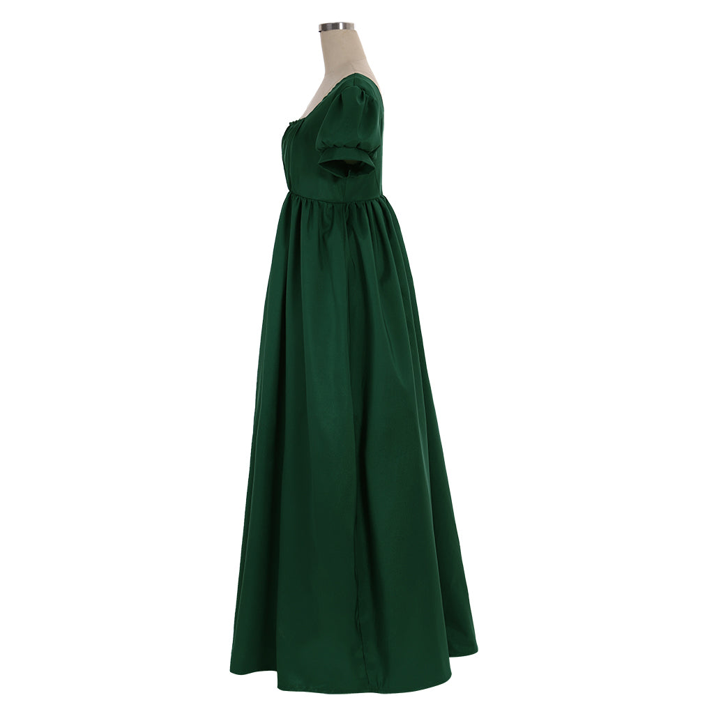 Medieval Women Viking Dark Green Cosplay Costume Adult Renaissance Ancient Gown With Short Sleeves Norse Gothic Ladies Halloween Christmas Dress