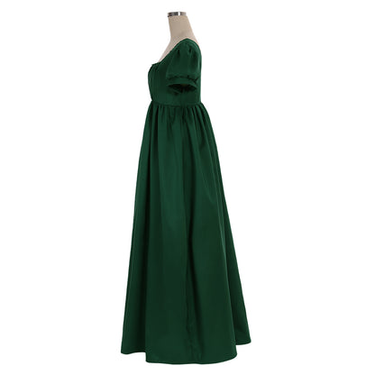 Medieval Women Viking Dark Green Cosplay Costume Adult Renaissance Ancient Gown With Short Sleeves Norse Gothic Ladies Halloween Christmas Dress