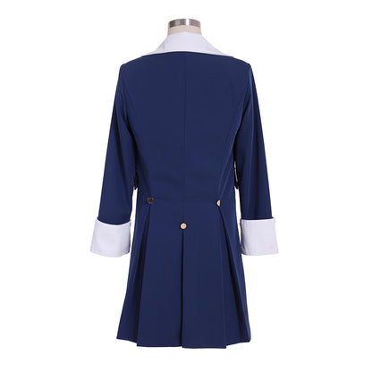 Men's Colonial-style Blue Tailcoat with Gold Buttons and White Trim  for Cosplay Themed Events Halloween Christmas or Themed Parties