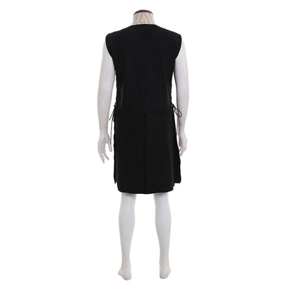 Men's Medieval Black Sleeveless Tunic with Burgundy Faux Leather Patches Cosplay Stage Costume for Halloween hristmas Party Themed Party