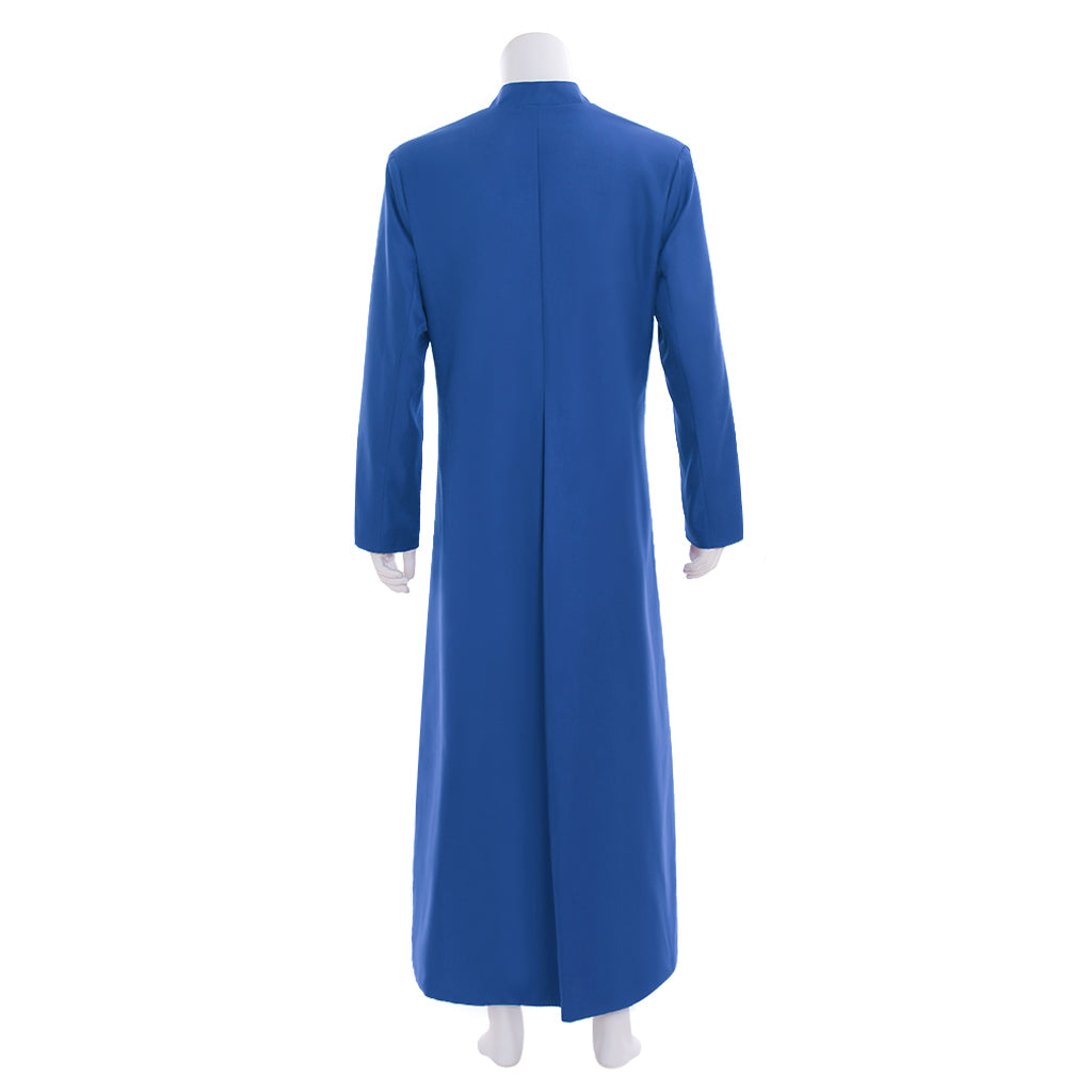 Medieval Men Renaissance Blue Button - Down Cosplay Costume Adult Vintage Court Long Sleeve Maxi Robe Men's Halloween Christmas