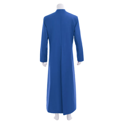 Medieval Men Renaissance Blue Button - Down Cosplay Costume Adult Vintage Court Long Sleeve Maxi Robe Men's Halloween Christmas