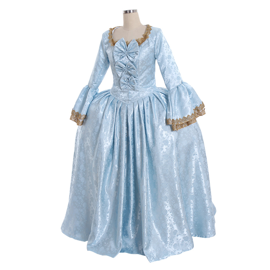 Gothic Rococo Vintage Inspired Dress Party Costume Prom Dress Princess Flare Cuff Sleeve Bow Accessory Shakespeare Maxi Dress Blue Women's Royal  Christmas Halloween Carnival Party Evening dress Masquerade Adults' Dress All