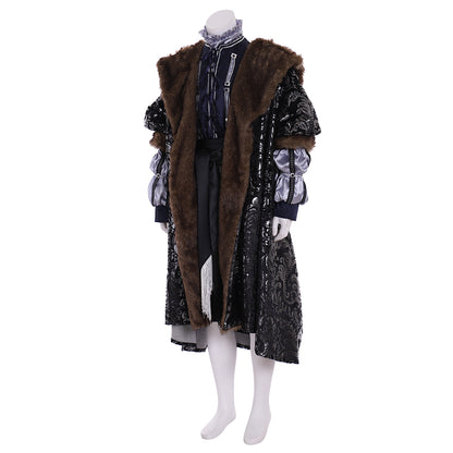 18th Century European Rococo Style Coat with Fur and Lace Embellishments for Historical Reenactments Cosplay Events Halloween Christmas or Parties