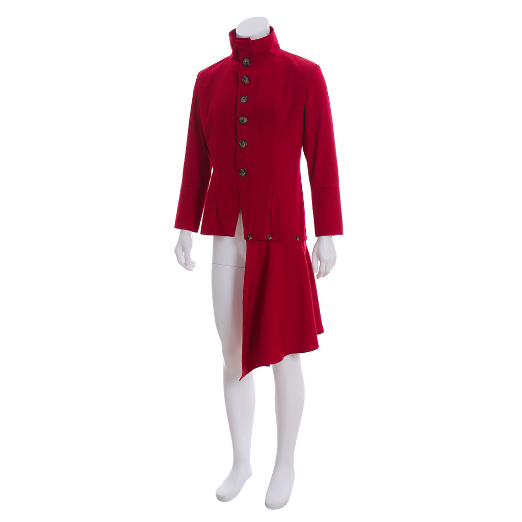 Medieval Men's Red Velvet Coat with Rear Tail Costume for Cosplay Themed Events Halloween Christmas or Parties