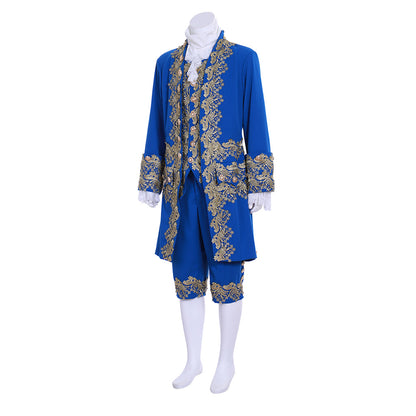 Medieval Men's Rococo Court Suit with Intricate Gold Embroidery Cosplay Stage Costume Adult Halloween Christmas Party Themed Outfit