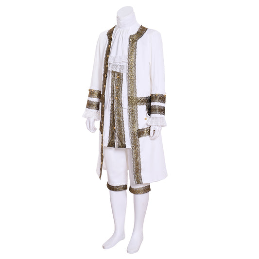 18th-Century European Rococo Justaucorps and Breeches Costume with Gold Embellishments  for Historical Reenactments Cosplay Events or Halloween Christmas or Parties