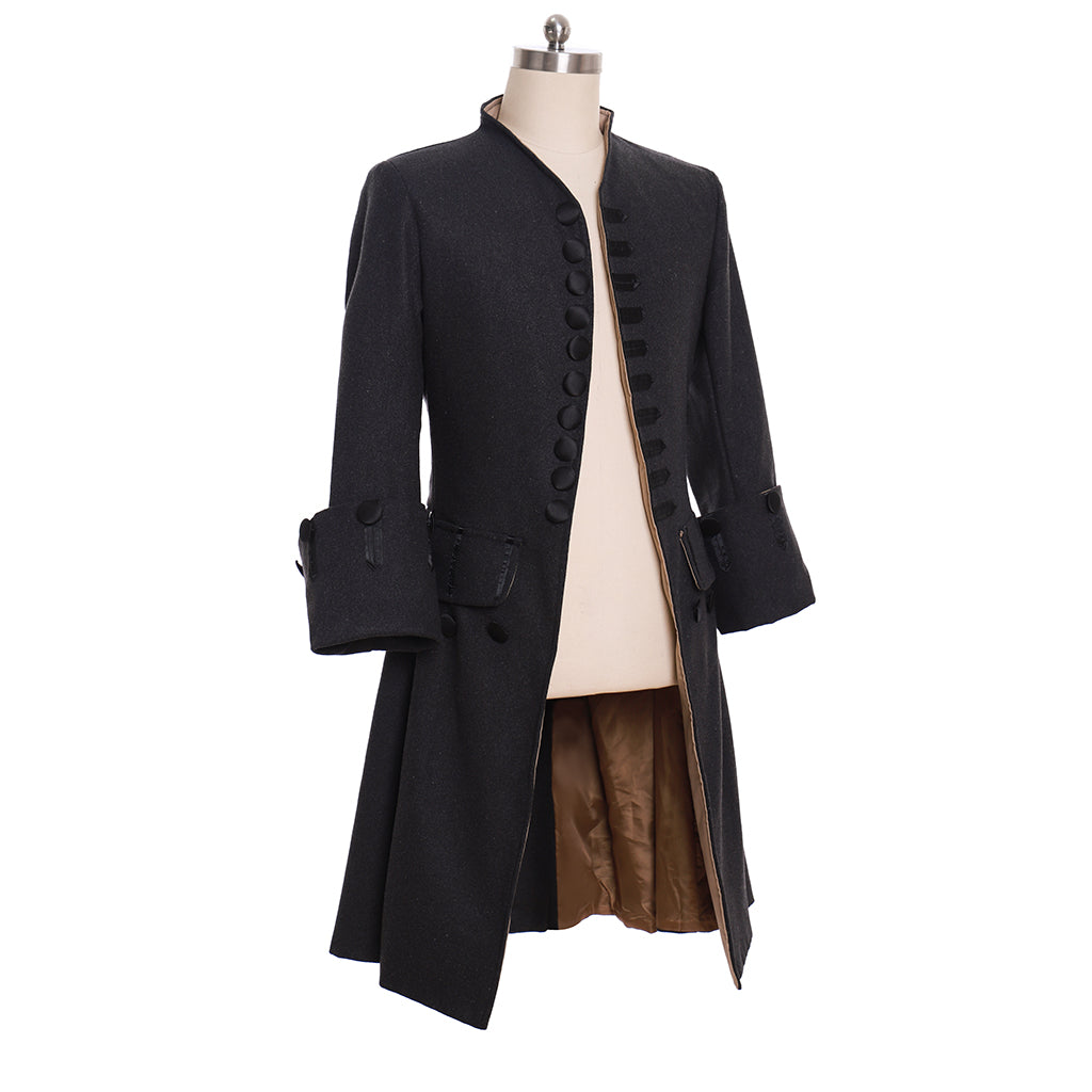 Regency Men's Black Button Detailed Noble Gentleman Inspired Court Costume Cosplay Stage Outfit Adult Halloween Christmas Party Themed Outfit