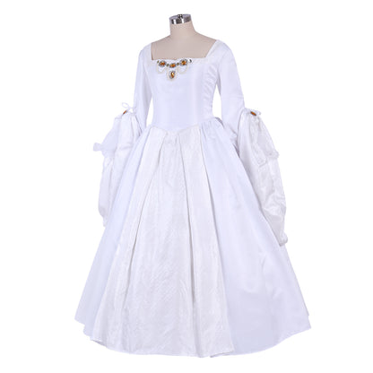 Queen Elizabeth Tudor Period Dress Renaissance Medieval Inspired Gown Prom Outfit Princess Shakespeare White Jewel - Embellished Puff Sleeve Women's Halloween Carnival Valentine's Day Party Evening Party Masquerade Adults' Dress All
