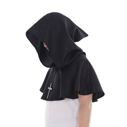 Medieval Gothic Hooded Short Cloak Cropped Cape for Cosplay  Halloween Costumes
