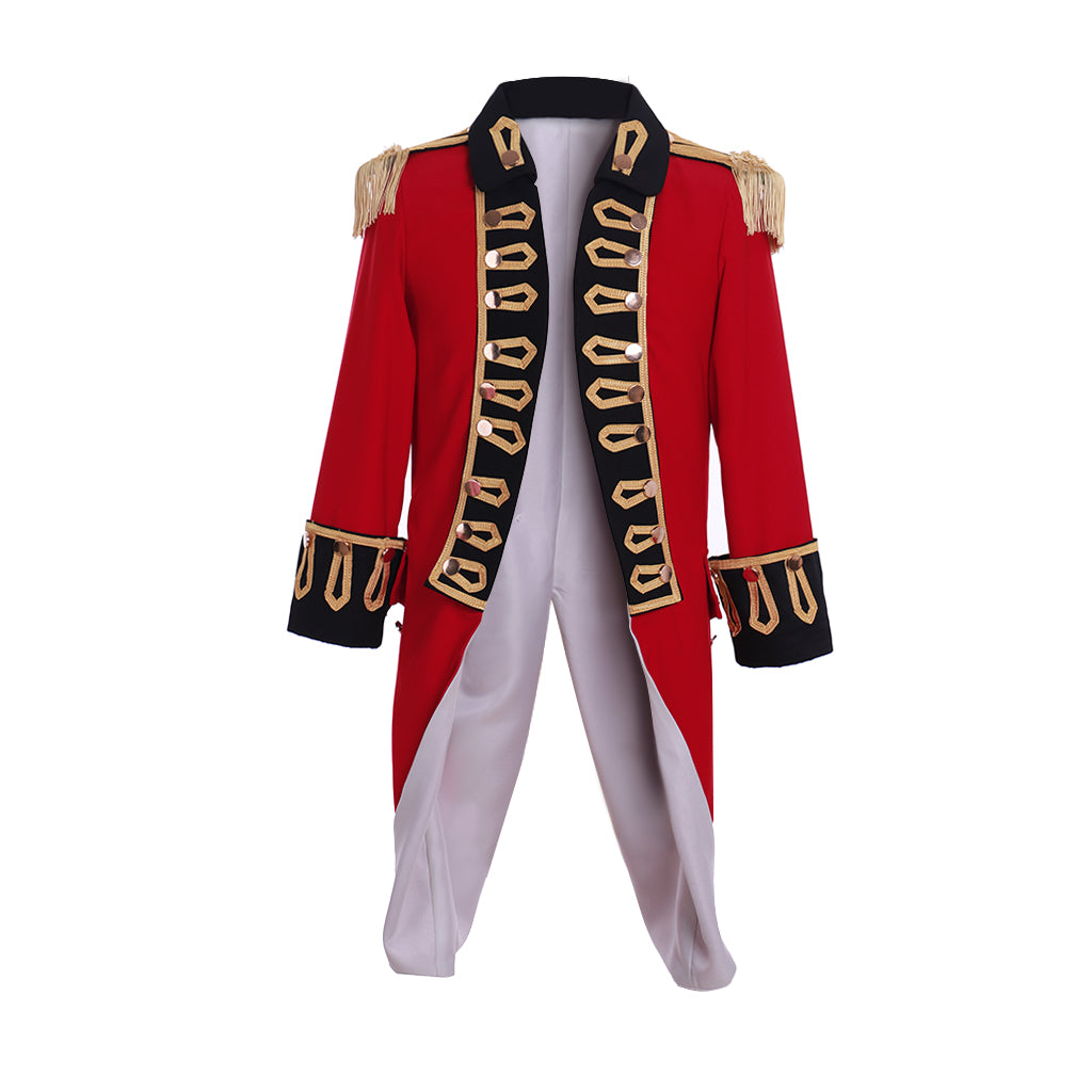 Regency Men's Red Gold-Embellished Noble Military-Inspired Court Costume Cosplay Stage Outfit Adult Halloween Christmas Party Themed Outfit