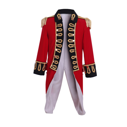 Regency Men's Red Gold-Embellished Noble Military-Inspired Court Costume Cosplay Stage Outfit Adult Halloween Christmas Party Themed Outfit