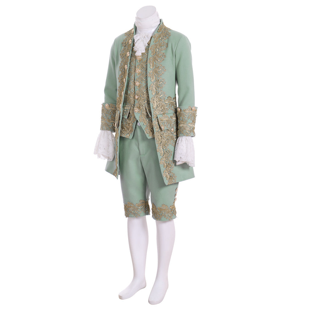 Medieval Men's Rococo Court Suit with Intricate Gold Embroidery Cosplay Stage Costume Adult Halloween Christmas Party Themed Outfit