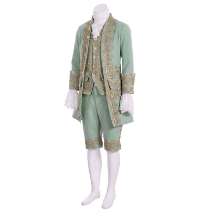 Medieval Men's Rococo Court Suit with Intricate Gold Embroidery Cosplay Stage Costume Adult Halloween Christmas Party Themed Outfit