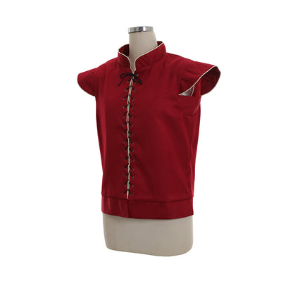 Medieval Men's Red Sleeveless Vest with Stand  up Collar and Lace  up Front for Cosplay Themed Events, Halloween Christmas or Parties