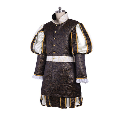 Medieval Men's Dark Brocade Elaborate  Styled Aristocratic Court Costume Cosplay Stage Outfit Adult Halloween Christmas Party Themed Outfit