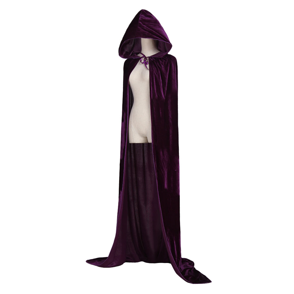 Medieval Hooded Velvet Cloak Adult Renaissance Vintage Cosplay Long Robe