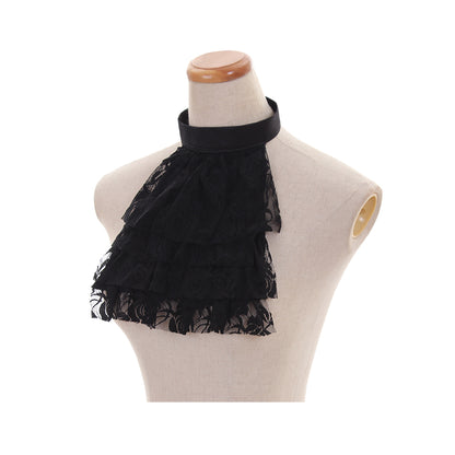 Gothic Black Lace Tiered Ruffle Choker Collar Victorian-Inspired Black Lace Ruffled Choker Collar Black Lace Layered Ruffled Choker Collar