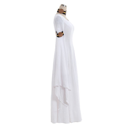 Medieval Women Viking White Cosplay Costume Adult Renaissance Ancient Gown With Long Flowy Sleeves Norse Gothic Ladies Halloween Christmas Dress