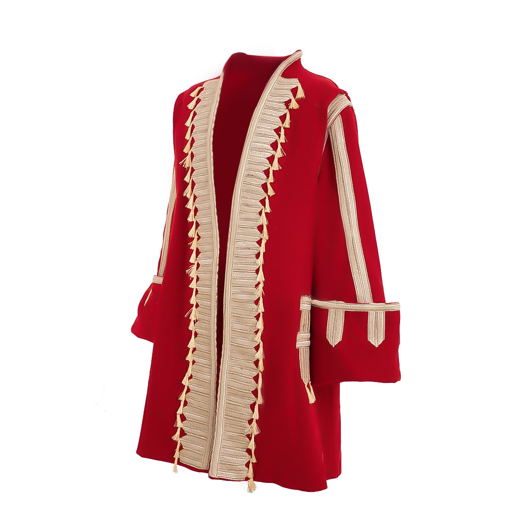 Regency Men's Red Cream-Ruffled Noble Courtly Inspired Court Costume Cosplay Stage Outfit Adult Halloween Christmas Party Themed Outfit
