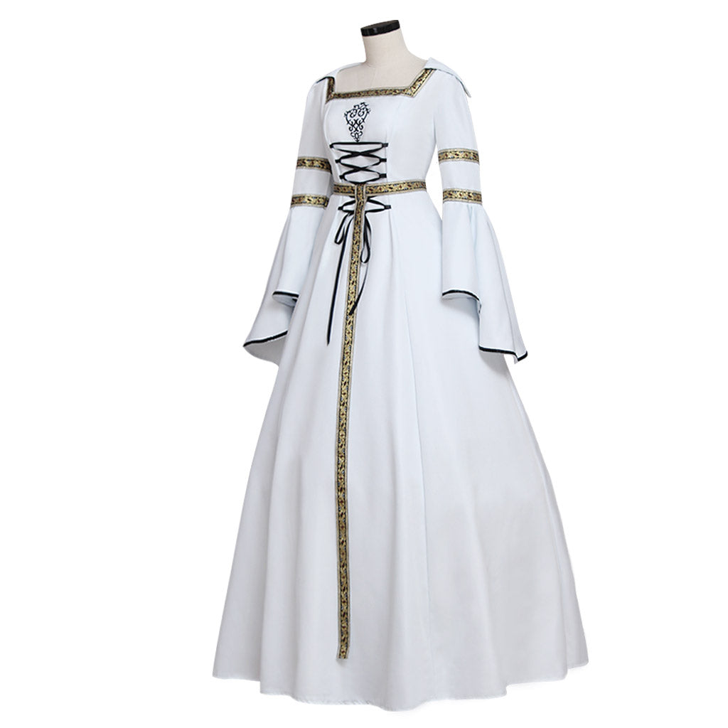 Medieval Vintage Regency Dress Hooded Black Red Gown Viking Cosplay  Costume  Long Sleeve With Lace - up Renaissance Gown Women Cosplay Costume Adult Ladies Halloween Christmas Dress
