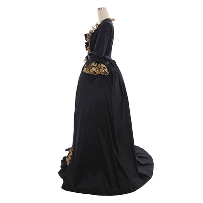 Gothic Rococo Victorian Dress Necklace Style For The Neck Flare Cuff Sleeve Party Costume Prom Dress Princess Shakespeare Solid Color Ball Gown Black  Women's Royal Halloween Carnival Valentine's Day Party Evening Dress Masquerade Adults' Dress All