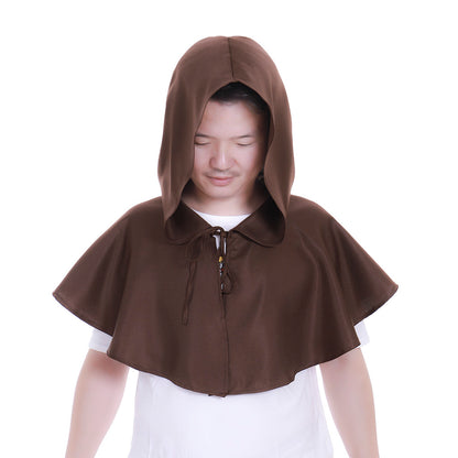 Medieval Gothic Hooded Short Cloak Cropped Cape for Cosplay  Halloween Costumes