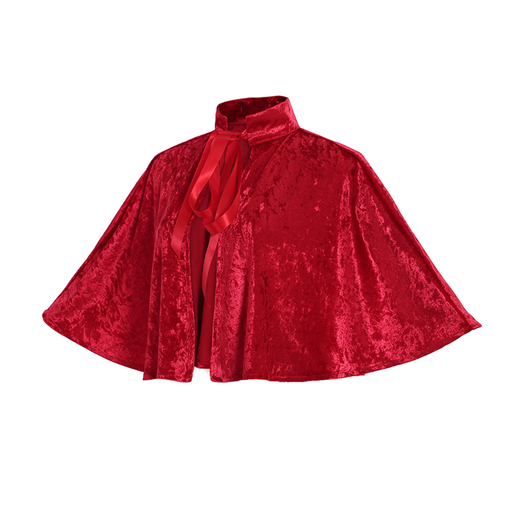 Medieval Women Gothic Red Cosplay Costume Adult Renaissance Vintage Velvet Cloak Gothic Ladies Halloween Party Outerwear