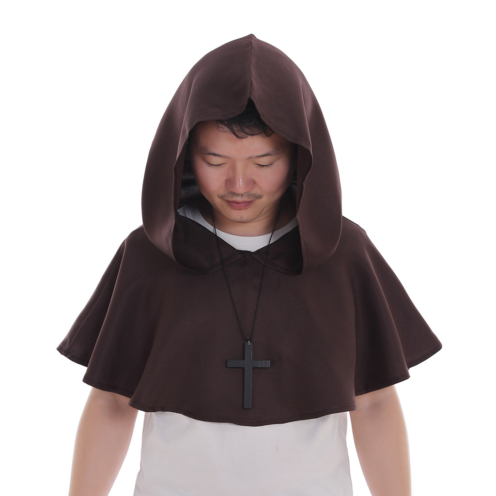 Medieval Gothic Hooded Short Cloak Cropped Cape for Cosplay  Halloween Costumes