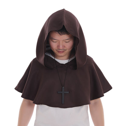 Medieval Gothic Hooded Short Cloak Cropped Cape for Cosplay  Halloween Costumes
