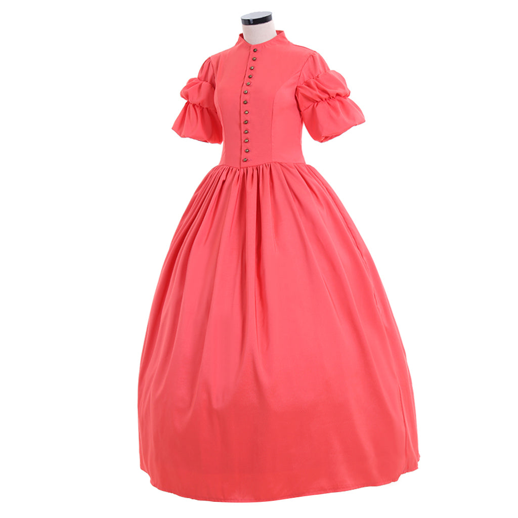 Victorian Rococo Medieval Floor - Length Dress Ball Gown Party Costume Princess Solid Color Ball Gown Puff - Sleeve Pink Women's Royal Halloween Carnival Party Prom Carnival of Venice Dress