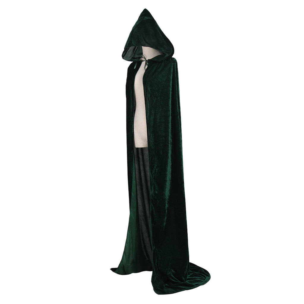 Medieval Hooded Velvet Cloak Adult Renaissance Vintage Cosplay Long Robe