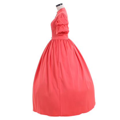 Victorian Rococo Medieval Floor - Length Dress Ball Gown Party Costume Princess Solid Color Ball Gown Puff - Sleeve Pink Women's Royal Halloween Carnival Party Prom Carnival of Venice Dress