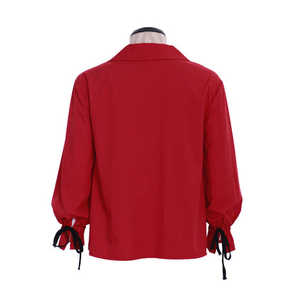 Medieval Men's White Long Sleeve Shirt with Spread Collar and Lace up Neckline for Cosplay Themed Events Halloween Christmas or Parties