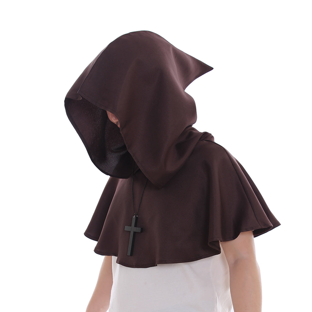 Medieval Gothic Hooded Short Cloak Cropped Cape for Cosplay  Halloween Costumes