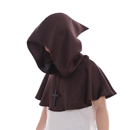 Medieval Gothic Hooded Short Cloak Cropped Cape for Cosplay  Halloween Costumes