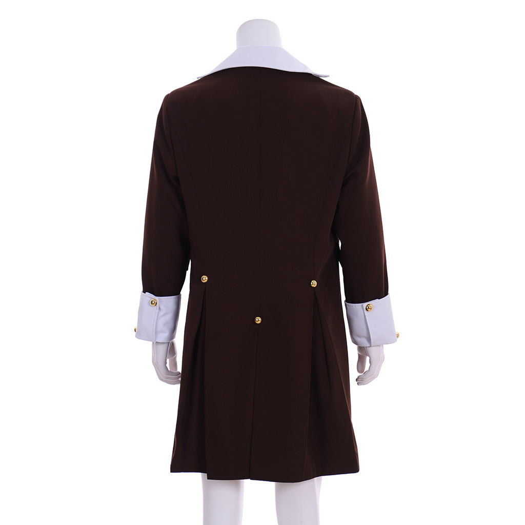 Colonial - Style Gentleman's Long Frock Coat with Gold Buttons  for Cosplay Themed Events Halloween Christmas or Themed Parties