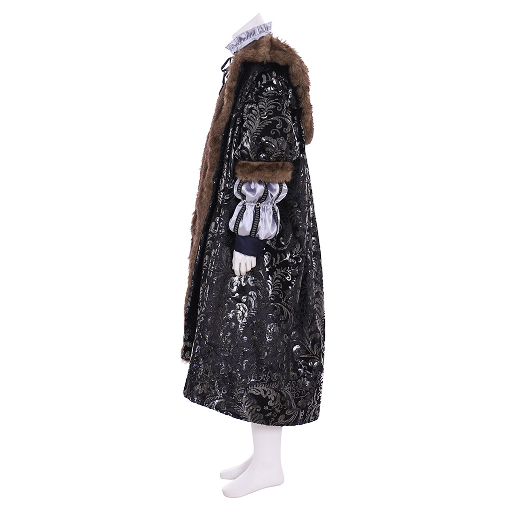 18th Century European Rococo Style Coat with Fur and Lace Embellishments for Historical Reenactments Cosplay Events Halloween Christmas or Parties