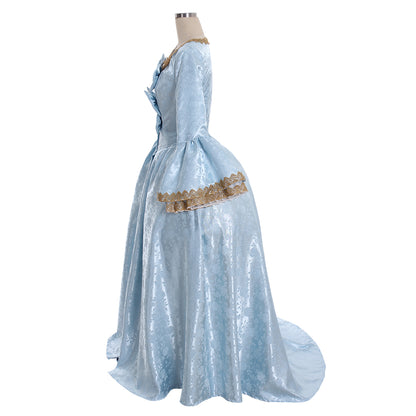 Gothic Rococo Vintage Inspired Dress Party Costume Prom Dress Princess Flare Cuff Sleeve Bow Accessory Shakespeare Maxi Dress Blue Women's Royal  Christmas Halloween Carnival Party Evening dress Masquerade Adults' Dress All