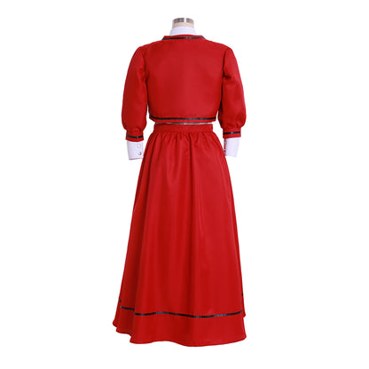 Medieval Women Renaissance Red Coat With White Blouse Bubble - Sleeve Long Skirt Cosplay Costume Adult Vintage Court Ladies' Halloween Christmas