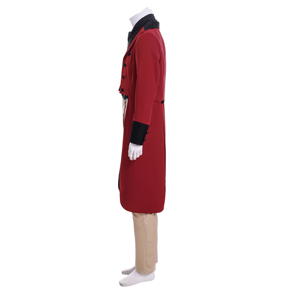 Medieval Victorian Men's Red Black Accented Military Inspired Noble Court Costume Cosplay Stage Outfit Adult Halloween Christmas Party Themed Outfit