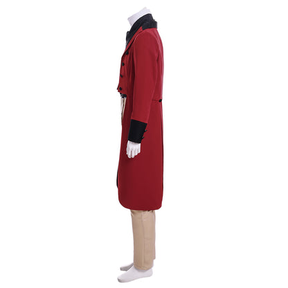 Medieval Victorian Men's Red Black Accented Military Inspired Noble Court Costume Cosplay Stage Outfit Adult Halloween Christmas Party Themed Outfit