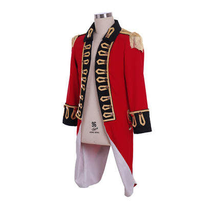 Regency Men's Red Gold-Embellished Noble Military-Inspired Court Costume Cosplay Stage Outfit Adult Halloween Christmas Party Themed Outfit