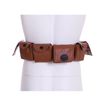 Medieval Men Renaissance Brown Multi  Pocket Tie  Up Belt Cosplay Costume Gothic Accessory