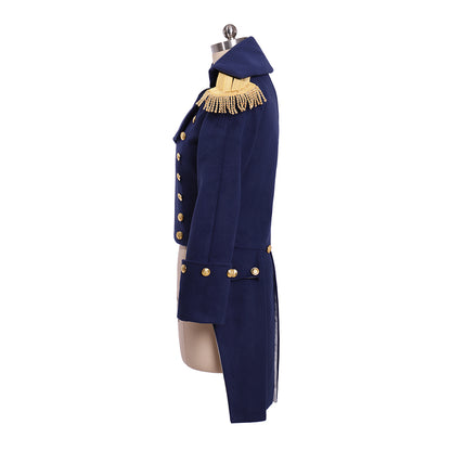 18th Century European Military Style Officer Jacket with Gold Embellishments for Historical Reenactments Cosplay Events Halloween Christmas or Parties