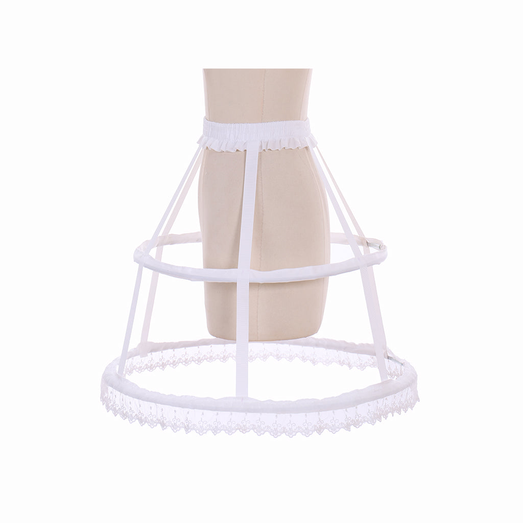 Women's Baroque Pannier Petticoat Victorian Bustle Cage Hoop Skirt Underskirt Crinoline Cosplay Vintage Petticoat White Bird Cage 2 Hoops Skirt Petticoat for Baroque Waistband Crinoline Rococo Pannier Underskirt Slip