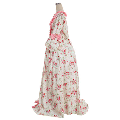 Rococo Victorian Vintage Inspired Dress Party Costume Flare Cuff Sleeve Bow Accessory Prom Down Princess Shakespeare Solid Pint Dsign Women's Halloween Carnival Valentine's Day Party Evening Dress Masquerade Adults' Dress All