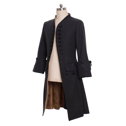 Regency Men's Black Button Detailed Noble Gentleman Inspired Court Costume Cosplay Stage Outfit Adult Halloween Christmas Party Themed Outfit