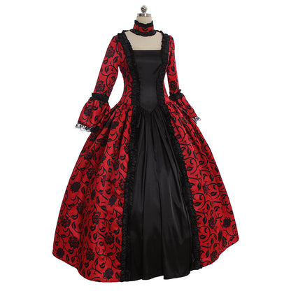 Gothic Rococo Victorian Party Costume Ball Gown Prom Dress Princess Lace print  Women's Royal Masquerade Party Carnival of Venice Adults' Dress