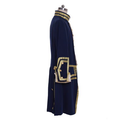 Regency Men's Navy Blue Gold Embellished Noble Military Inspired Court Costume Cosplay Stage Outfit Adult Halloween Christmas Party Themed Outfit